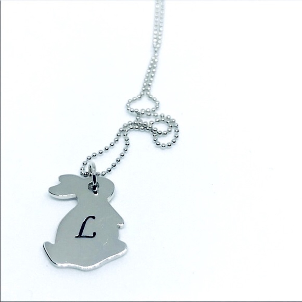 Sterling Silver Personalized Initial Rabbit Necklace